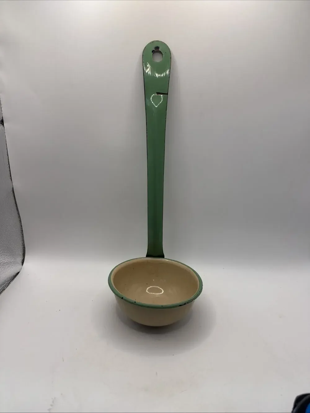 Vintage Enamelware Ladle Dipper Scoop Rustic Farmhousee Kitchen Utensil 14”